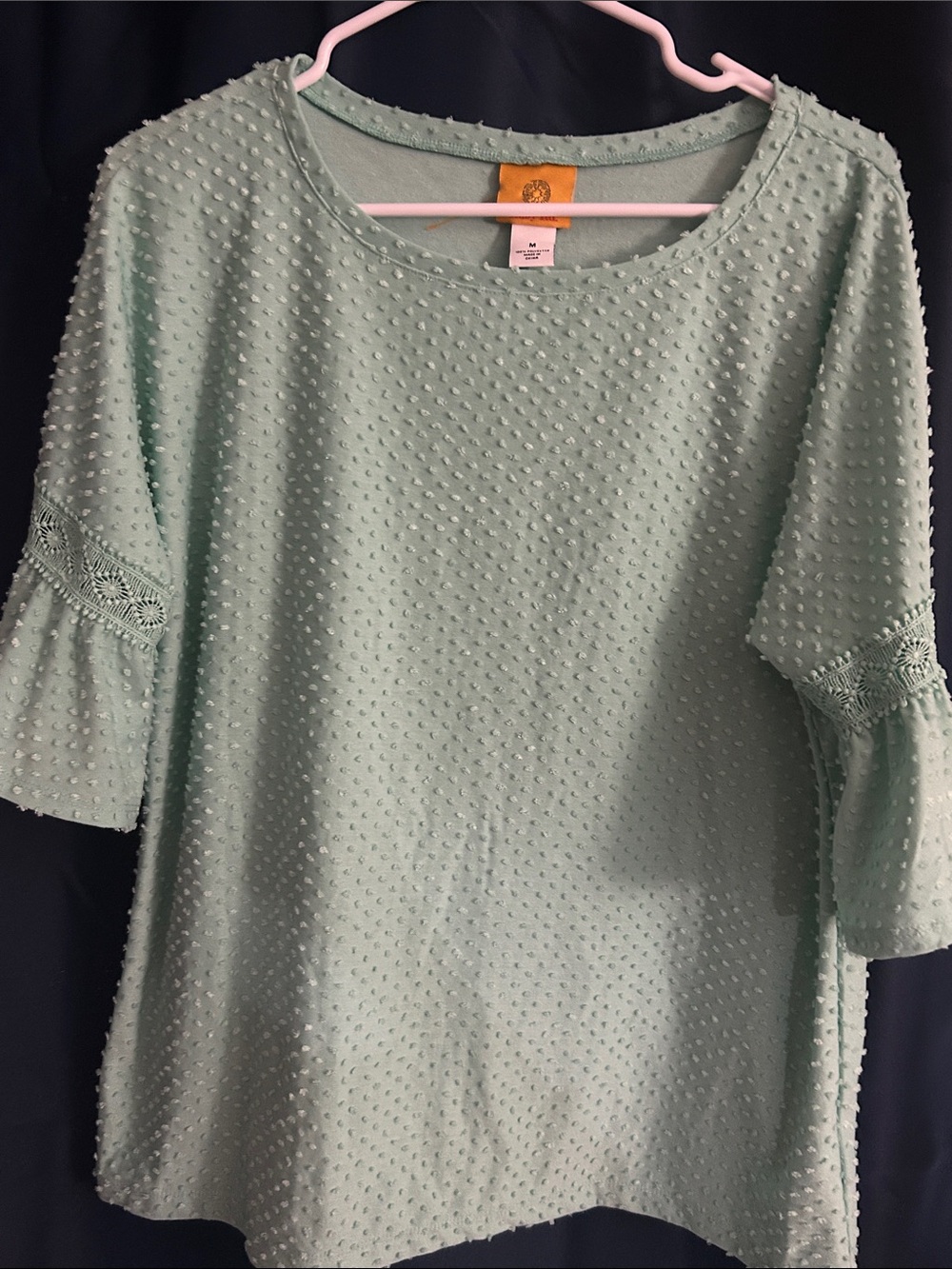 Mint Green Swiss Dot Blouse - Lightweight Women's Top